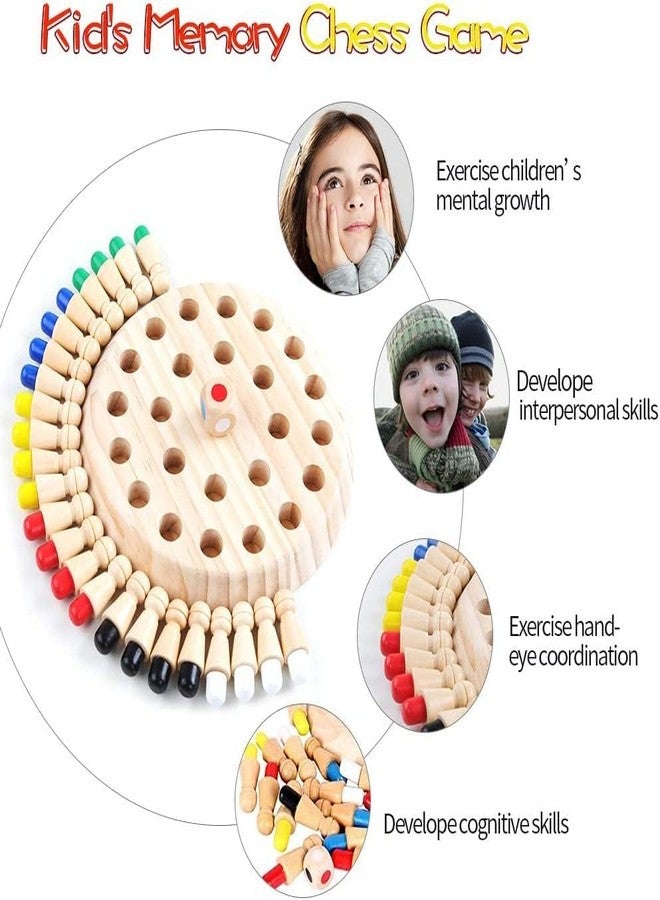 فيماس كواليتي لعبة شطرنج خشبية عالية الجودة بذاكرة أعواد الثقاب، شطرنج ذاكرة ملون، لعبة لوحية ممتعة، لعبة تعليمية مبكرة، ألعاب لتدريب الدماغ للأطفال - Image 5